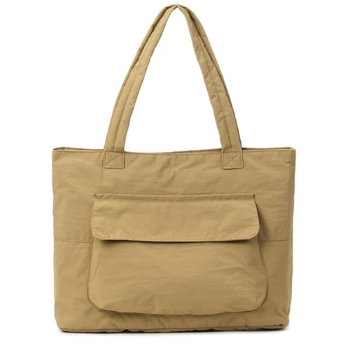 Kexpery Damen-Nylon-Umhängetasche, Reißverschluss, leicht, lässig, modisch, Schultertasche, weiche Umhängetasche, Reisetasche, Arbeitstasche, khaki, 410.00x310.00x130.00mm/16.14x12.2x5.12inch von Kexpery