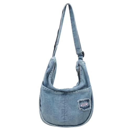 Kexpery Damen-Retro-Umhängetasche, faltbar, Denim-Handy-Geldbörse, multifunktional, verstellbare Schultergurte, Damen und Mädchen, trendige Tasche (Hellblau) von Kexpery