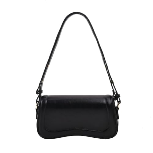 Kexpery Damen-Schultertasche, PU-Leder, vielseitig, Leder, verstellbarer Riemen, Clutch, Achseltasche, Hobo-Tasche, Mädchen, stilvolle Geldbörse, Schwarz , 250.00x140.00x60.00mm/9.84x5.51x2.36inch von Kexpery