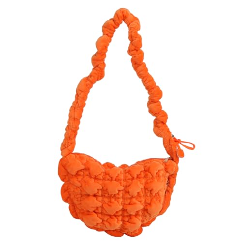 Kexpery Damen Schultertasche, einfarbig, gesteppt, plissiert, gerüscht, für Party, Reisen, Arbeit, Orange, 270.00x170.00x110.00mm/10.63x6.69x4.33inch von Kexpery