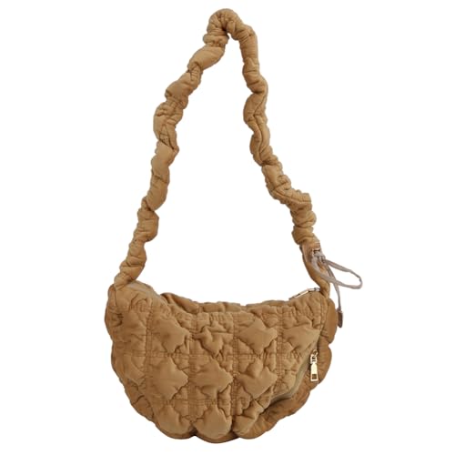 Kexpery Damen Schultertasche, einfarbig, gesteppt, plissiert, gerüscht, für Party, Reisen, Arbeit, khaki, 270.00x170.00x110.00mm/10.63x6.69x4.33inch von Kexpery