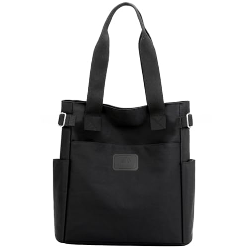 Kexpery Damen-Schultertasche aus Nylon, großes Fassungsvermögen, wasserdicht, lässig, mit Reißverschluss, Freizeit, Clutch, mehrere Taschen, Geldbörse für Arbeit, Reisen, Alltag, Schwarz , 32*13*34 von Kexpery