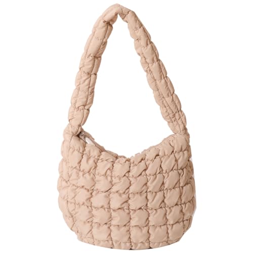 Kexpery Damen-Shopper, gesteppt, plissiert, modisch, Wolke, großes Fassungsvermögen, Temperament, Reisen, Camping, Damen-Umhängetaschen (Khaki) von Kexpery