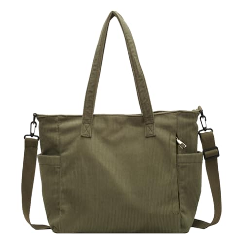 Kexpery Damen-Tragetasche aus Cord, verstellbarer Riemen, mehrere Taschen, Handtasche, großes Fassungsvermögen, Umhängetasche, Umhängetasche, Hobo-Tasche, tägliche Dating-Tasche (grün) von Kexpery