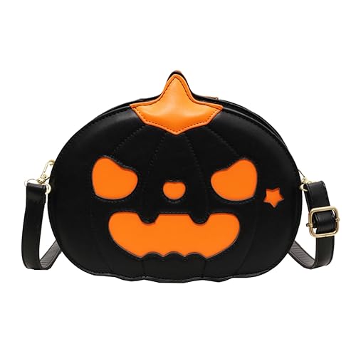 Kexpery Damen-Tragetasche aus Leder, vielseitig einsetzbar, Handy-Geldbörse, Reißverschluss, Messenger-Tasche, lässig, verstellbarer Riemen, Neuheit, Halloween-Leckerli-Tasche (Stil 1) von Kexpery