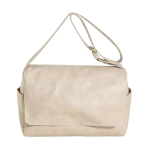 Kexpery Damen-Umhängetasche, PU-Leder, Vintage, Umhängetasche, ausgefallene Kuriertasche, beige, 23*10*21 cm/9.06x3.94x8.27inch von Kexpery