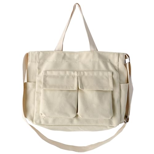 Kexpery Damen-Umhängetasche, Vintage, mehrere Taschen, Retro, Umhängetasche, vielseitig, trendig, große Kapazität, verstellbarer Riemen, Einkaufstasche für Damen, beige, von Kexpery