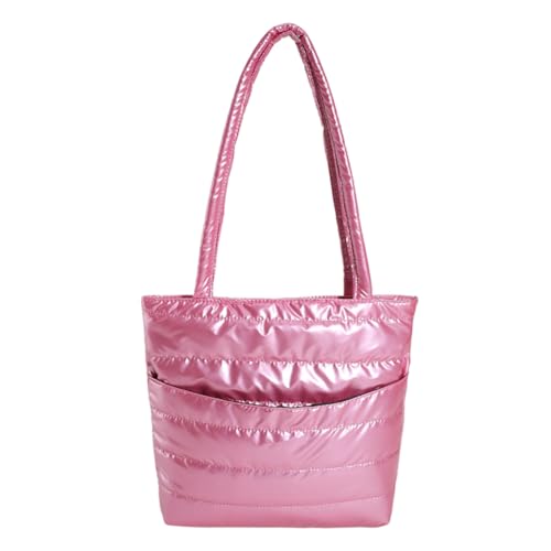 Kexpery Damen-Umhängetasche, gesteppt, großes Fassungsvermögen, geschwollene Tragetasche, lässige Umhängetasche mit Reißverschluss, Winter-Dating-Tasche (Rosa) von Kexpery