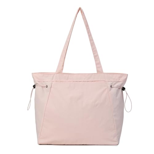 Kexpery Damen-Umhängetasche, groß, mit Kordelzug, Griff oben, seitlicher Kordelzug, modische Umhängetasche, leichte Handtasche, Reise-College-Tasche (Rosa) von Kexpery