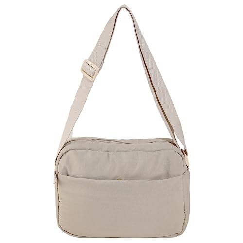 Kexpery Damen-Umhängetasche, lässig, großes Fassungsvermögen, vielseitige Umhängetasche, verstellbarer Riemen, Reißverschluss, leicht, mehrere Taschen, weibliche Reisehandtasche (Beige) von Kexpery