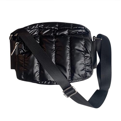 Kexpery Damen-Umhängetasche, modisch, große Kapazität, gesteppt, Pendeltasche, einfarbig, Umhängetasche, verstellbarer Riemen, gesteppt, Messenger-Pack (schwarz) von Kexpery