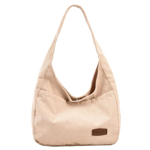 Kexpery Damen-Umhängetasche, modisch, großes Fassungsvermögen, Cord, stilvolle Weekender-Tasche, einfarbig, Messenger-Umhängetasche, tägliche Umhängetasche (Khaki) von Kexpery