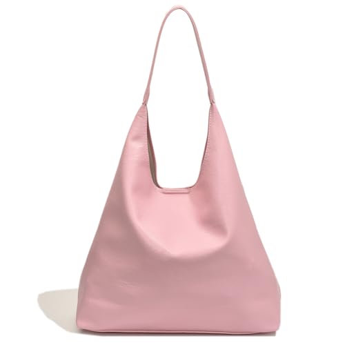 Kexpery Damen-Umhängetasche, modisch, großes Fassungsvermögen, vielseitige Unterarmtasche, einfarbig, lässig, Einkaufstasche, einfache Tasche mit passendem Clutch-Set (Rosa) von Kexpery