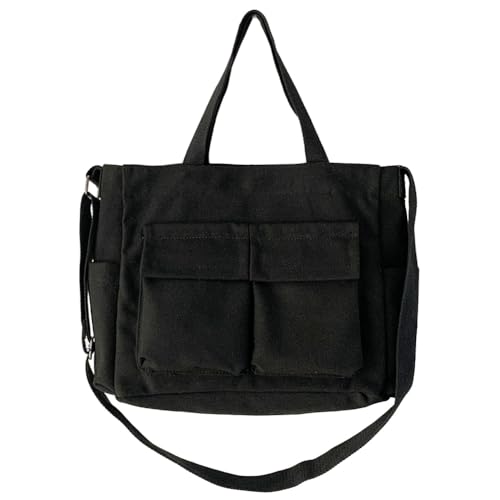 Kexpery Damen-Umhängetasche aus Segeltuch, mehrere Taschen, Vintage-Umhängetasche, vielseitige, trendige Umhängetasche, große Kapazität, verstellbarer Riemen, Outdoor-Reisetasche (schwarz) von Kexpery