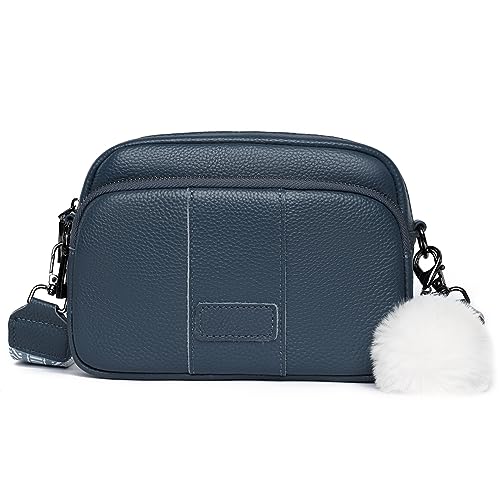 Kexpery Damen-Umhängetasche mit Reißverschluss, großes Fassungsvermögen, vielseitige Umhängetasche, echtes Leder, trendige Crossbody-Tasche, breiter verstellbarer Riemen, Pendler, Geldbörse mit von Kexpery