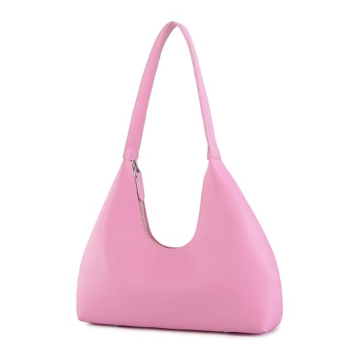 Kexpery Damen-Unterarm-Geldbörse, PU-Leder, elegante Tragetasche, weiche Schultertasche, einfarbig, lässige Tasche for weibliche Mädchen (Rosa) von Kexpery