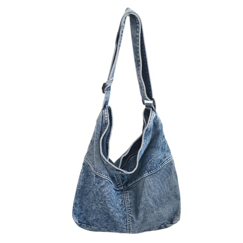 Kexpery Damen Vintage Tote Leichte Crossbody Sling Bag Große Kapazität Retro Messenger Bag Denim Schultertasche Reise Arbeit Tasche, blau, 400.00x350.00x130.00mm/15.75x13.78x5.12inch von Kexpery