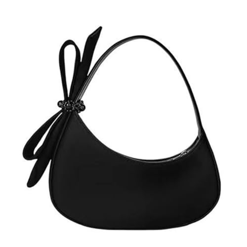 Kexpery Designer-Schultertasche aus Nylon mit Schleife, trendige, kleine modische Handtasche mit Reißverschluss, Knödeltasche, halbmondförmige Tasche for Damen und Mädchen von Kexpery