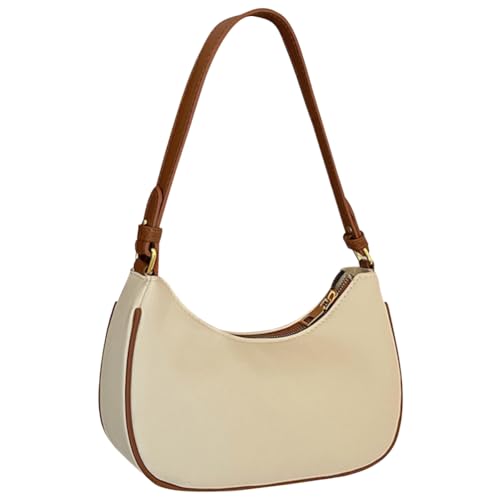 Kexpery Einfarbige Halbmond-Armtasche, weiche Unterarmtasche, wasserdicht, PU, vielseitig, stilvolle Achseltasche, modische Schultertasche, beige, 24*8*17 cm/9.45x3.15x6.69inch von Kexpery