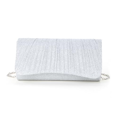 Kexpery Elegante glänzende Umhängetasche, modische Clutch, schick, Cocktail, Hochzeit, Clutch, Damen, glänzende Umhängetasche, silber, 200.00x105.00x50.00mm/7.87x4.13x1.97inch von Kexpery