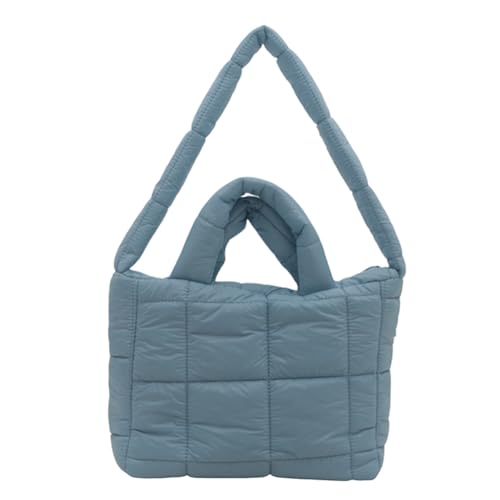 Kexpery Frauen gesteppte Umhängetasche mit großer Kapazität, gesteppte Plaid-Handtasche, einfarbig, Reisetasche (blau) von Kexpery