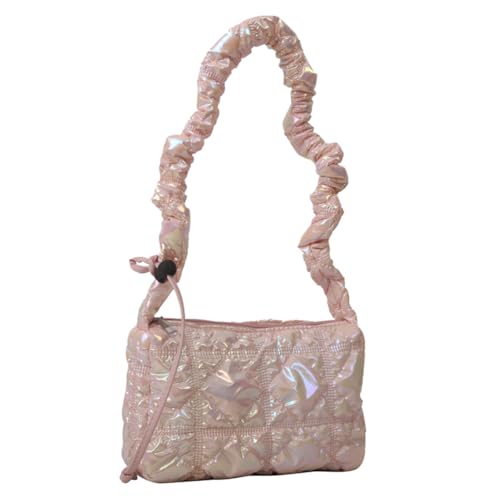 Kexpery Gepolsterte Hobo-Tasche für Damen, Wolkenfalten, Kordelzug, gesteppt, Crossbody-Tragetasche, Mädchen, stilvolle Umhängetasche, rose, 245.00x160.00x60.00mm/9.65x6.3x2.36inch von Kexpery