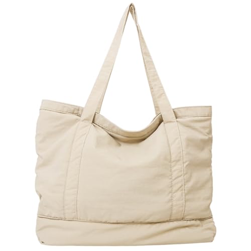 Kexpery Gepolsterte Schultertasche für Damen, Baumwolle, leicht, Puffer-Einkaufstasche, multifunktional, einfarbig, für Damen und Mädchen, beige, 500.00x370.00x160.00mm/9.69x14.57x6.3inch von Kexpery