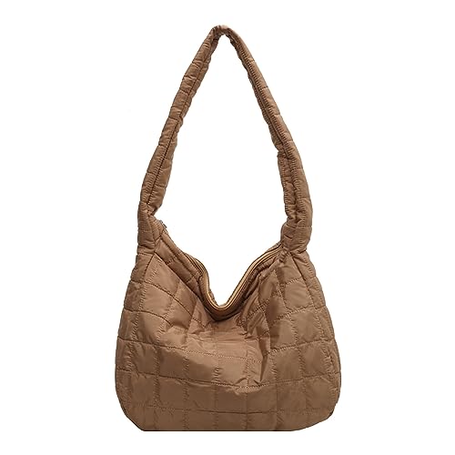 Kexpery Gepolsterte Schultertasche für Damen, lässig, leicht, modische Daunen-Umhängetasche, vielseitig, lässige Einkaufstasche, khaki, 400.00x320.00x120.00mm/15.75x12.6x4.72inch von Kexpery