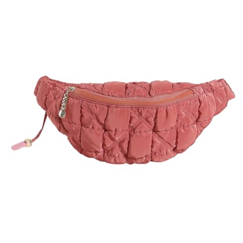 Kexpery Gepolsterte Tasche mit großem Fassungsvermögen, weiche, einfarbige Baumwolle, leicht, für Damen, Puffer-Umhängetasche, Reisetasche, Alltagstasche für Damen, rot, 33*15.5*7cm/12.87*6.05*2.73in von Kexpery