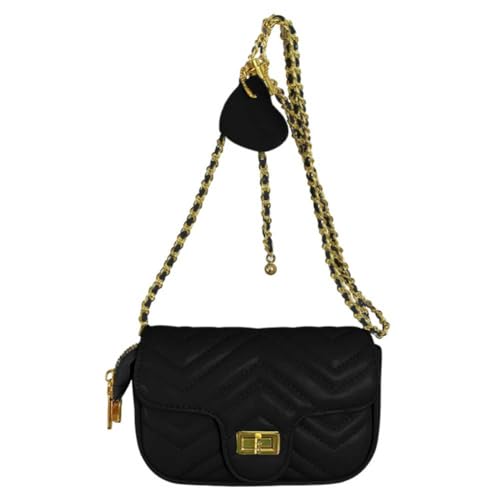 Kexpery Gesteppte Damen-Umhängetasche, Kette, Umhängetasche, lässig, PU-Tragetasche, Schultertasche, Hobo-Tasche, Umhängetasche, Kuriertasche, Dating-Geldbörse, Schwarz , von Kexpery