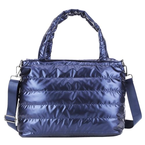 Kexpery Gesteppte Tragetasche für Damen, vielseitig, gepolstert, leicht, bauschig, Crossbody-Tasche, großes Fassungsvermögen, lässig, Winter, Pendler, blau, 370.00x270.00x170.00mm/14.57x10.63x6.69inch von Kexpery