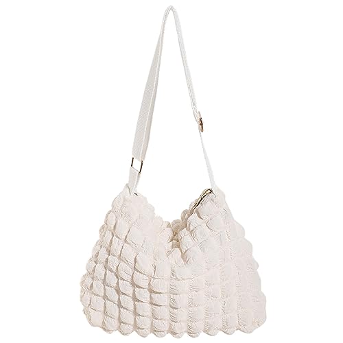 Kexpery Gesteppte Umhängetasche mit großem Fassungsvermögen, trendiger verstellbarer Riemen, vielseitige Puffer-Tasche for Damen, tägliche Dating-Tasche (Beige) von Kexpery