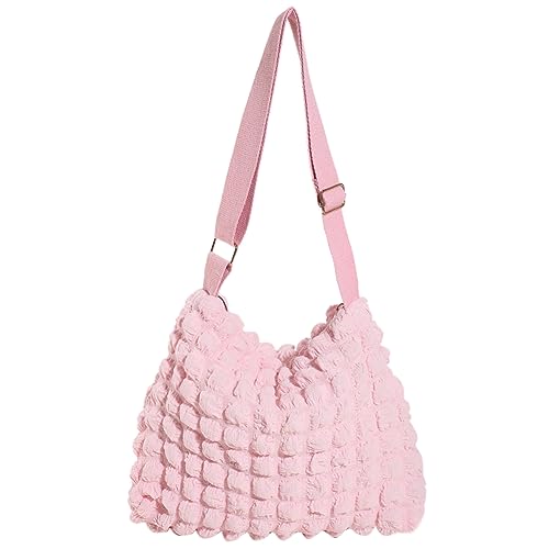 Kexpery Gesteppte Umhängetasche mit großem Fassungsvermögen, trendiger verstellbarer Riemen, vielseitige Puffer-Tasche for Damen, tägliche Dating-Tasche (Rosa) von Kexpery