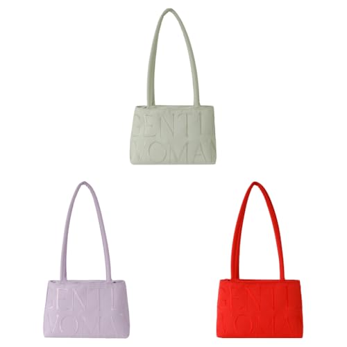 Kexpery Gestickte Schultertasche mit großer Kapazität für Damen, geräumige und elegante Hobo-Tasche für die Arbeit und den täglichen Gebrauch, Grün + Violett + Rot von Kexpery