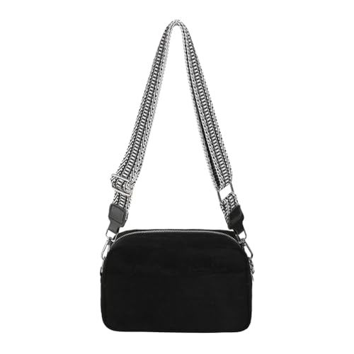 Kexpery Gitarrengurt Wildleder Retro Crossbody Bag Vielseitige Reise Sling Bag Frauen Trendy Schultertasche Mädchen Stilvolle Geldbörse, Schwarz , 200.00x130.00x70.00mm/7.87x5.12x2.76inch von Kexpery