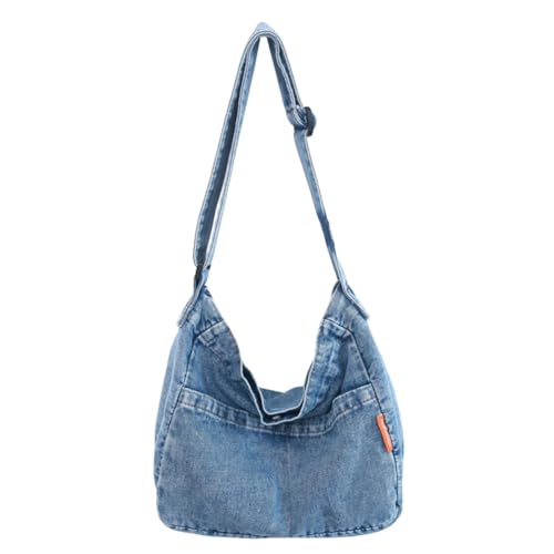 Kexpery Große Kapazität, Vintage-Tragetasche, vielseitige Umhängetasche, Schultertasche, Pendlertasche, Damen, Denim-Kuriertasche, Retro Blau, 300.00x270.00x140.00mm/11.81x10.63x5.5inch von Kexpery