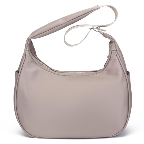 Kexpery Große Kapazität, einfache Umhängetasche, verstellbarer Riemen, Nylon-Tragetasche, Damen-Halbmond-Umhängetasche, Alltagstasche for Damen (Beige) von Kexpery