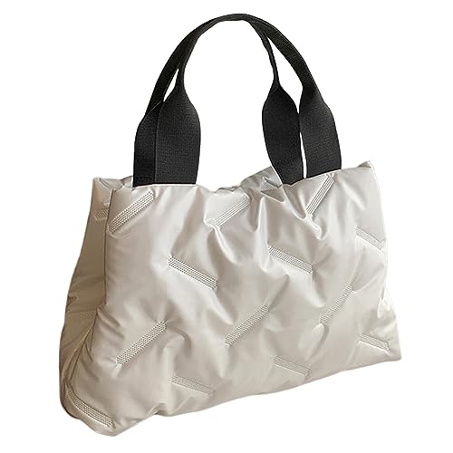 Kexpery Große Kapazität, lässige Handtasche, weiche Tragetasche, Damen-gesteppte Hobo-Handtasche, weiblich, Winter-Reisehandtasche (weiß) von Kexpery