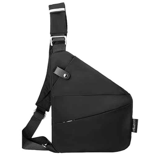 Kexpery Herren-Mode-Brusttasche, kleine Hüfttasche, großes Fassungsvermögen, multifunktionale Gürteltasche, Verstellbarer Riemen, ergonomische Mini-Umhängetasche (schwarz, Linke Schulter) von Kexpery