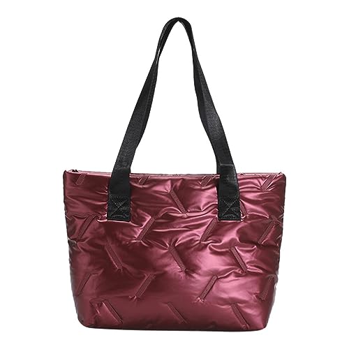 Kexpery Hobo Damen-Tasche mit großem Fassungsvermögen, einfarbig, weich, leicht, glänzend, für Damen, Outdoor, Einkaufen, rot, 390.00x290.00x95.00mm/15.35x11.42x3.74inch von Kexpery
