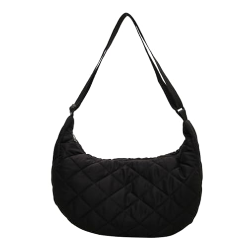 Kexpery Hobo-Schultertasche for Damen, gepolsterte Daunenhalbmond-Tasche, vielseitige Umhängetasche, gesteppte Umhängetasche, Studenten-Schultasche (schwarz) von Kexpery