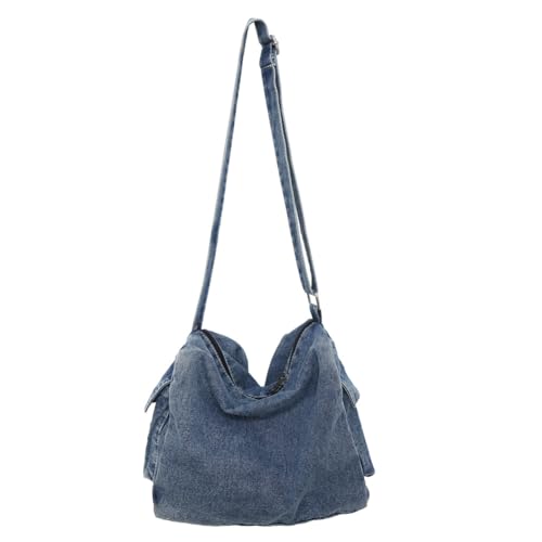 Kexpery Hobo-Tasche mit großem Fassungsvermögen, verstellbarer Schulterriemen, Retro-Tragetasche, Vintage, Kuriertasche, Studenten-Reisetasche, Retro Blau, 290.00x220.00x220.00mm/11.42x8.66x8.66inch von Kexpery