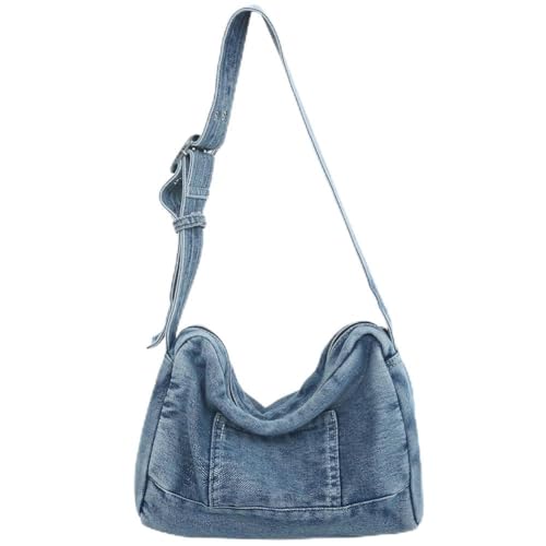 Kexpery Jean Umhängetasche, Vintage-Mode-Handtasche, Alltags-Geldbörse, Denim-Umhängetasche, verstellbarer Riemen for Damen und Mädchen (Hellblau) von Kexpery