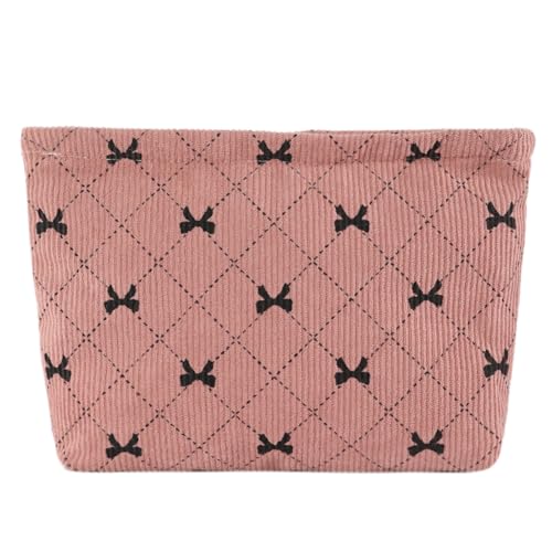 Kexpery Kosmetiktasche für Damen, Schleife, großes Fassungsvermögen, niedliche Schleife, Make-up-Tasche, Reißverschluss, Schleife, bedruckt, Kulturbeutel, Mädchen, tägliche Kosmetiktasche, rose, von Kexpery