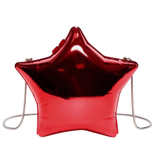 Kexpery Kreative Acryl-Clutch mit Kettenriemen, Sternform, einzigartige Y2K-Geldbörse, trendige Crossbody-Tasche für Damen, rot, 7.68x6.5x3.94inch von Kexpery