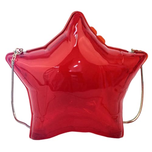 Kexpery Kreative einzigartige Acryl-Handtasche mit Kettenriemen, Sternform, Y2K-Geldbörse, einfarbig, niedliche kleine Geldbörse, trendige Umhängetasche for Frauen (rot) von Kexpery