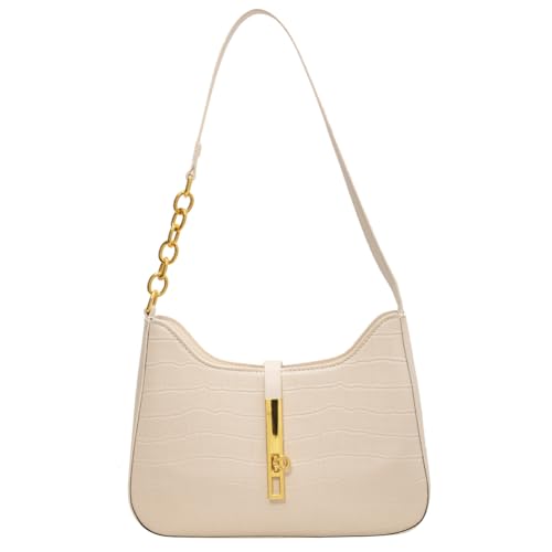 Kexpery Krokodilmuster-Kette, modische Tragetasche, PU-Leder, Retro, klassische kleine Geldbörse mit Reißverschluss, Vintage-Handtasche for Damen (Beige) von Kexpery