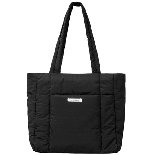 Kexpery Lässige, leichte Handtasche, großes Fassungsvermögen, vielseitig, weich, Damen-Einkaufstasche, bauschige Unterarmtasche for Damen (schwarz) von Kexpery