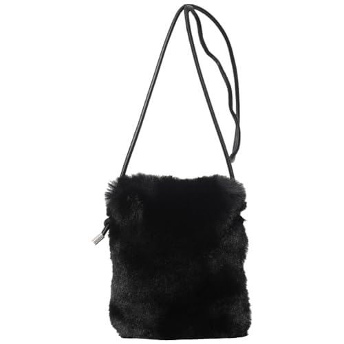 Kexpery Lässige pelzige Umhängetasche, vielseitige flauschige Umhängetasche, flauschige Tragetasche, weiche Schultertasche, Schwarz , 230.00x180.00x40.00mm/9.06x7.09x1.57inch von Kexpery