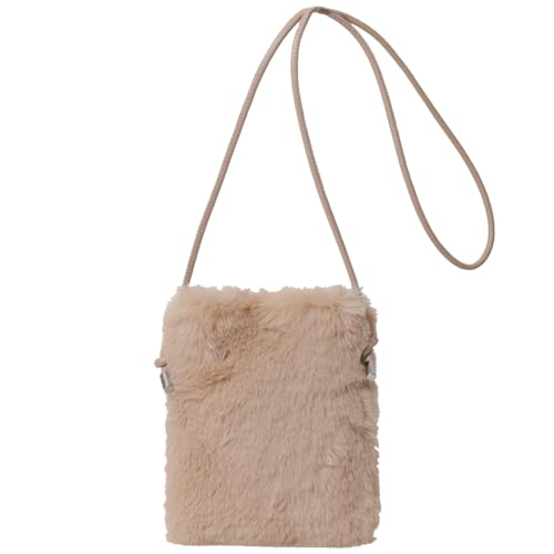 Kexpery Lässige pelzige Umhängetasche, vielseitige flauschige Umhängetasche, flauschige Tragetasche, weiche Schultertasche, khaki, 230.00x180.00x40.00mm/9.06x7.09x1.57inch von Kexpery